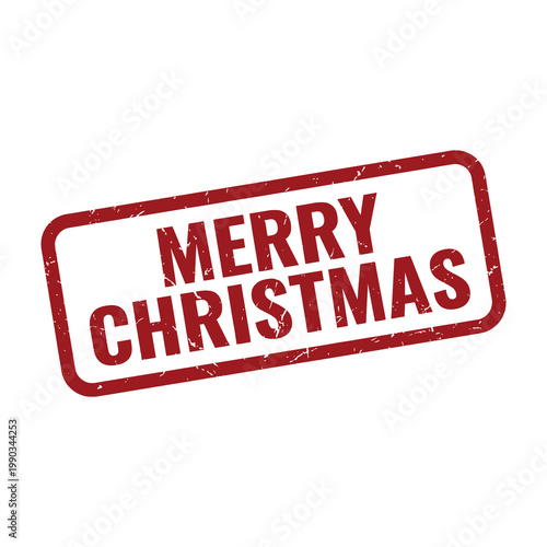 Merry Christmas red stamp on white background