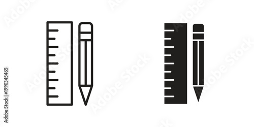 Pencil and ruler icon for web and mobile app. Vector icons