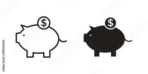 Piggy bank icon for web and mobile app. Vector icons