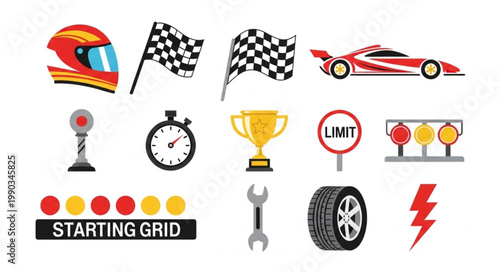 Racing elements and symbols for motorsport competition.