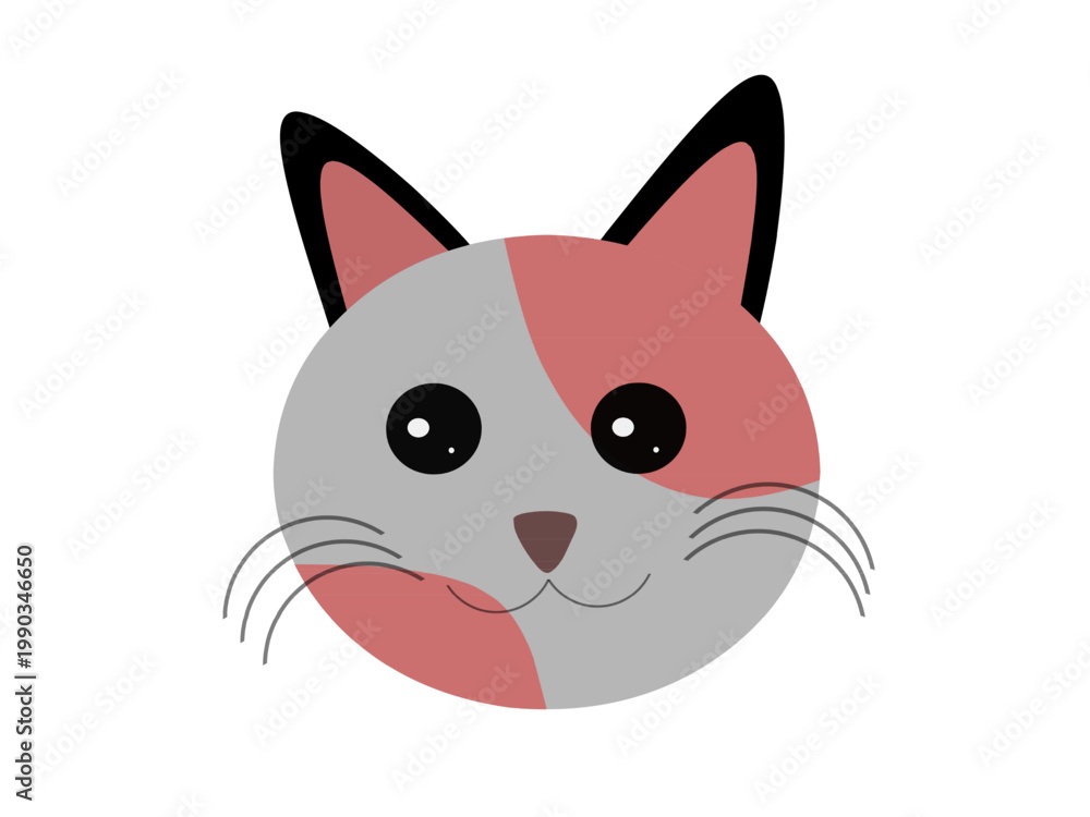 Obraz premium Colorful Cat Head Illustration with Vibrant Fur Detail