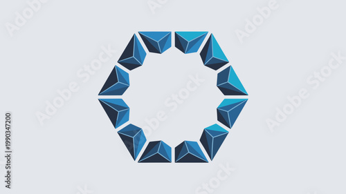 Crystalline geometric progress indicator in blue – Great for futuristic interfaces, software status, or robotic system icons.