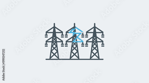 Minimalist power grid icon for smart city branding – Great for utility companies, electrical engineering, or infrastructure tech.