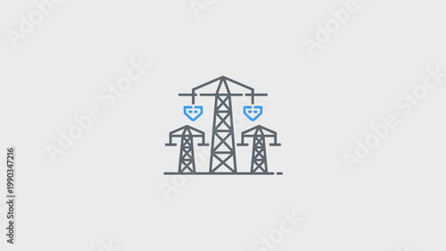 Smart infrastructure icon with blue accent line – Perfect for power grid technology, energy management, or city planning assets.