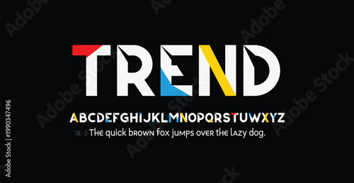 A modern font design showcasing the alphabet in a trendy style on a black background