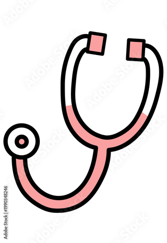 Pink stethoscope medical icon on white background