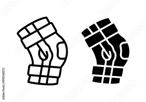 Knee Brace Icon Set for Orthopedic Support and Injury Recovery