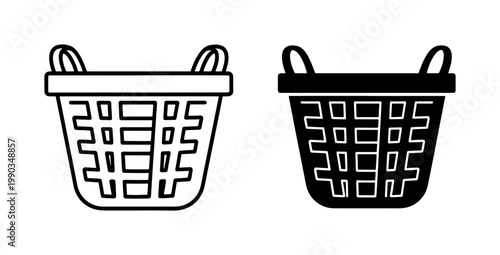 Laundry basket icon set in outline and glyph style