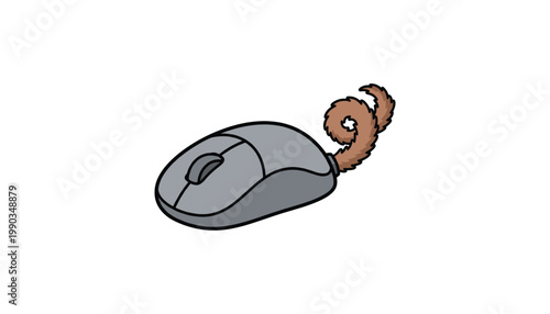 Funny Computer Mouse with Snail Shell Illustration Representing Slow Internet Speed Technology Frustration and Humor Concept