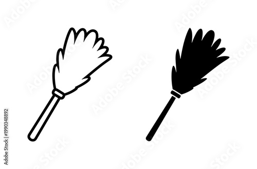 Feather Duster Icon Set for Cleaning Service Design