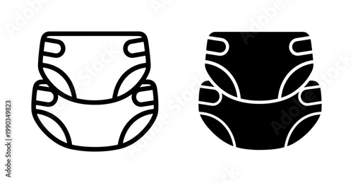 Baby Diaper Icon Set in Line and Solid Style