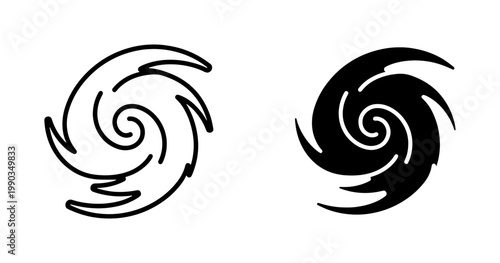 Hurricane Weather Icon Set in Outline and Glyph Style