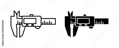 Digital Vernier Caliper Icon Set for Precision Measurement