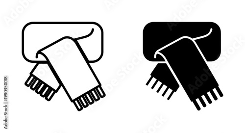 Winter Scarf Icon Set in Outline and Glyph Style