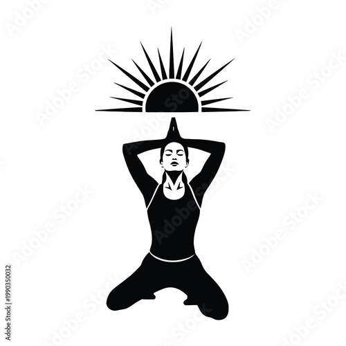 Man holding sun on head in yoga pose