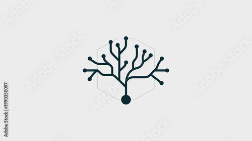 Hexagonal silicon neuron mark – Suitable for semiconductor architecture, integrated circuit design, or deep learning labs.