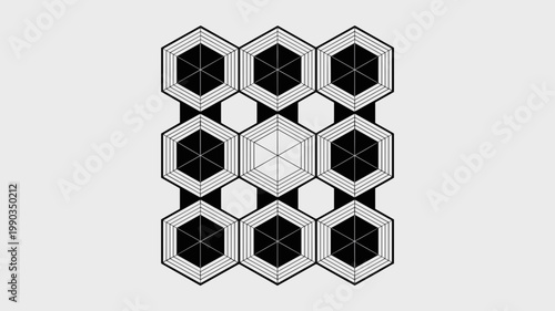 Checkerboard hexagonal grid mark – Ideal for modular software systems, data organization, or high-tech manufacturing.