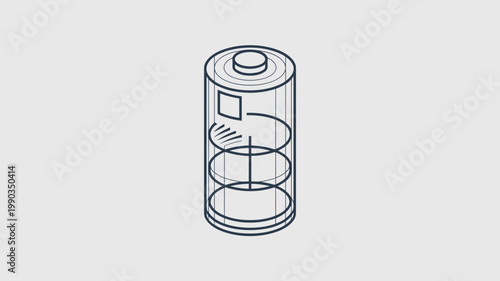 Navy isometric energy cell – Perfect for EV battery technology, sustainable energy startups, or industrial power systems.