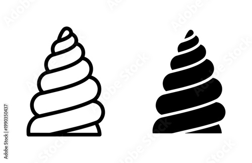 Spiral Seashell Outline and Silhouette Vector Icons