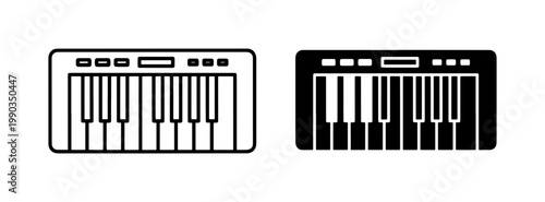 Electronic Musical Keyboard Piano Vector Icon Set