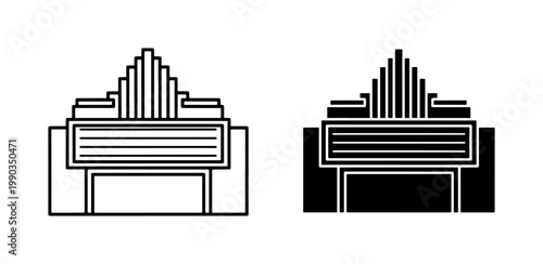 Retro Cinema Building Icon Set with Marquee and Art Deco Facade