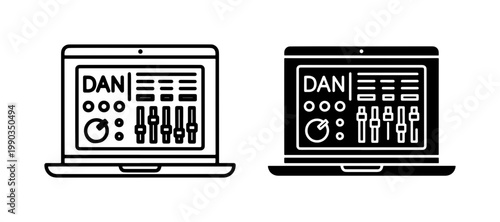 Digital Audio Workstation Software Laptop Icon Set