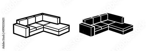 Modern Sectional Sofa Icon Set for Interior Design