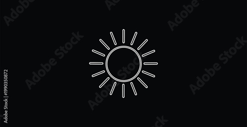A simple line drawing of the sun on a black background