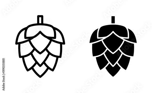 Minimalist Beer Hop Icon Set in Outline and Glyph Style