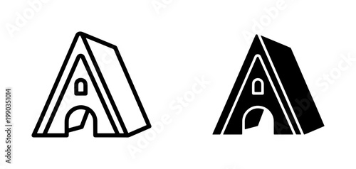 A-frame Cabin House Icon Set