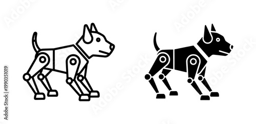 Mechanical Robot Dog Icon Set in Outline and Glyph Style