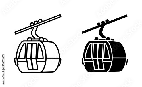 Cable Car Gondola Lift Icon Set