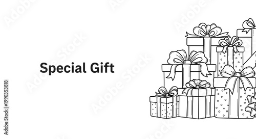 A stack of various gift boxes with decorative ribbons and bows for celebrations.