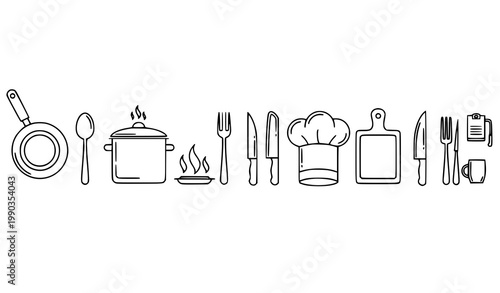 Cooking Icons Set Editable Line Kitchen Food Culinary Vector Collection