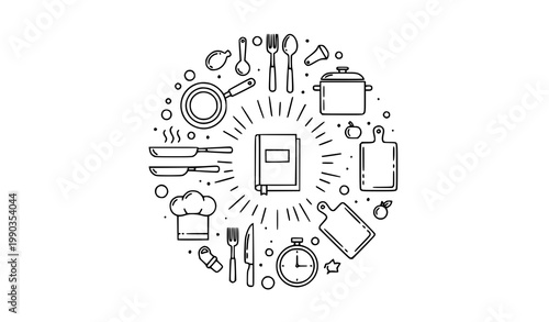 Kitchen and Culinary Outline Icons Cooking Editable Line Vector Set