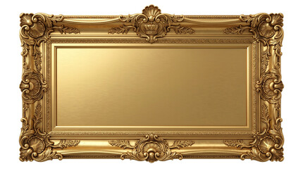 Gold Ornate Frame PNG Transparent Background – Elegant PNG Featuring Vintage Border, Decorative Design, Luxury Art Concept, and Classic Baroque Style in Shiny Gold Tone