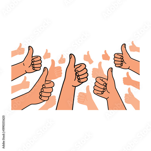Thumbs up hands giving approval and likes