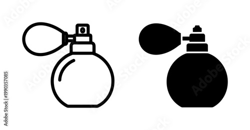 Vintage Perfume Bottle Icon Set with Atomizer Pump