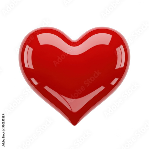 Shiny Red Heart Icon for Valentine's Day, Love and Romance Design Elements
