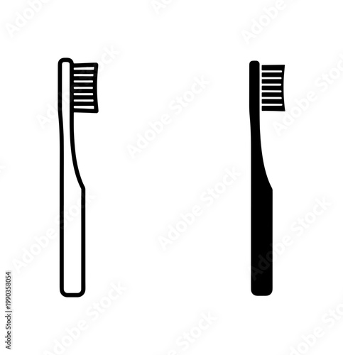 Minimalist Toothbrush Icon Set in Black and White Outline