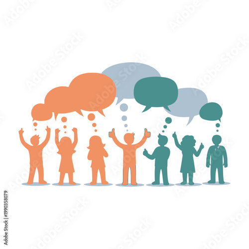 People communicating with speech bubbles