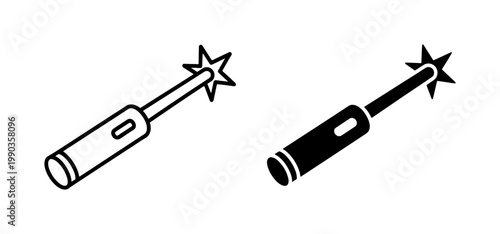 Magic wand icon set with sparkling star effect