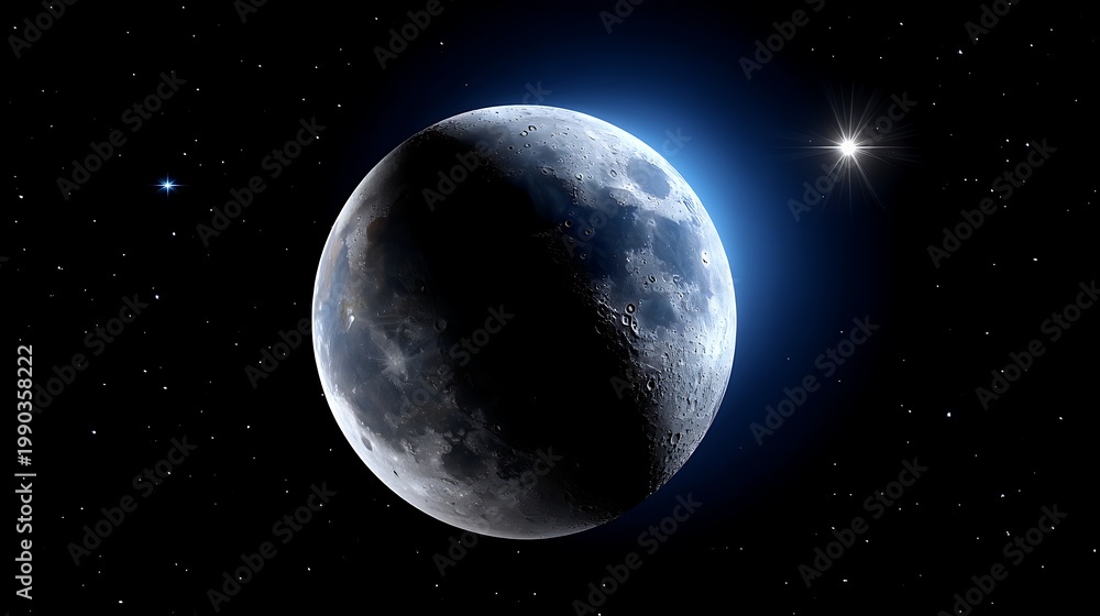Fototapeta premium Stunning Lunar View with Celestial Bodies in a Starry Sky