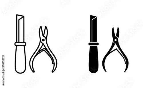 Manicure Pedicure Tools Icon Set for Nail Care