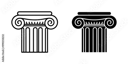 Fényképezés Ancient Greek Ionic Column Icon Set