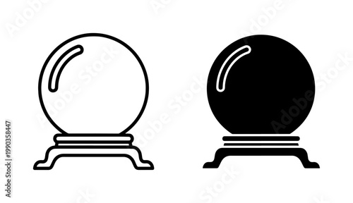 Magic Crystal Ball Icons for Fortune Telling and Future Prediction