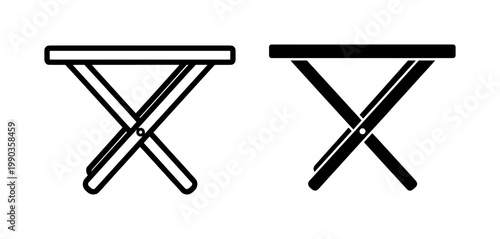 Bild auf Leinwand Folding Table Icon Set in Outline and Solid Style