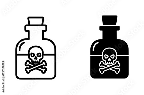Poison bottle icon with skull and crossbones symbol