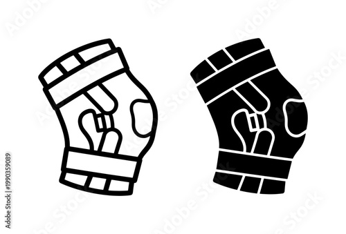 Knee Brace Support Icon Set for Injury Recovery