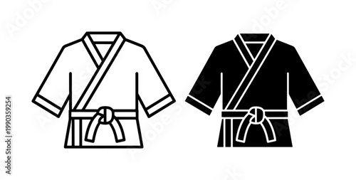 Martial Arts Karate Gi Uniform Icon Set